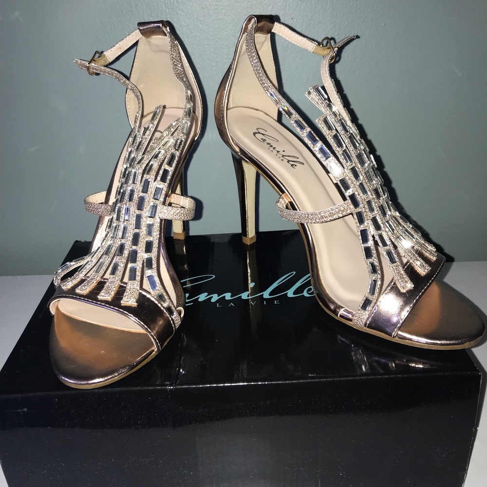 Rose Gold Rhinestone Heels